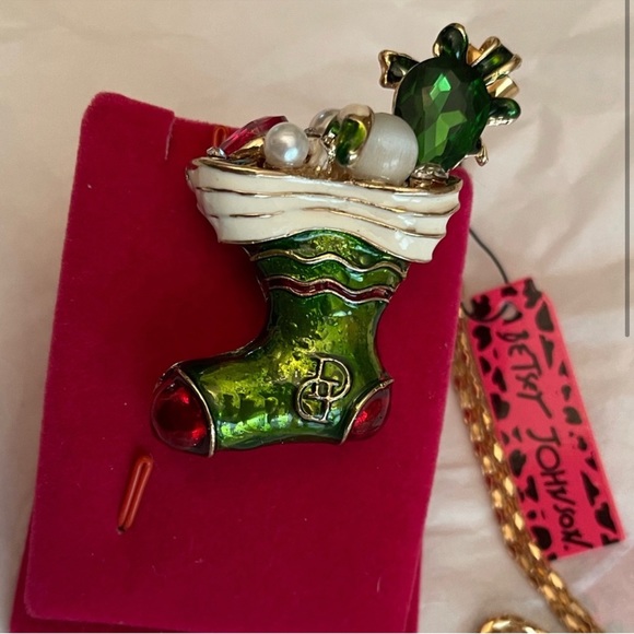 Rare Betsey Johnson Christmas Stocking necklace - Picture 5 of 6